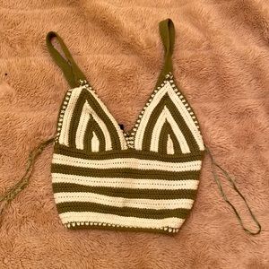 Streetwear society safe green and white knitted crop size xs